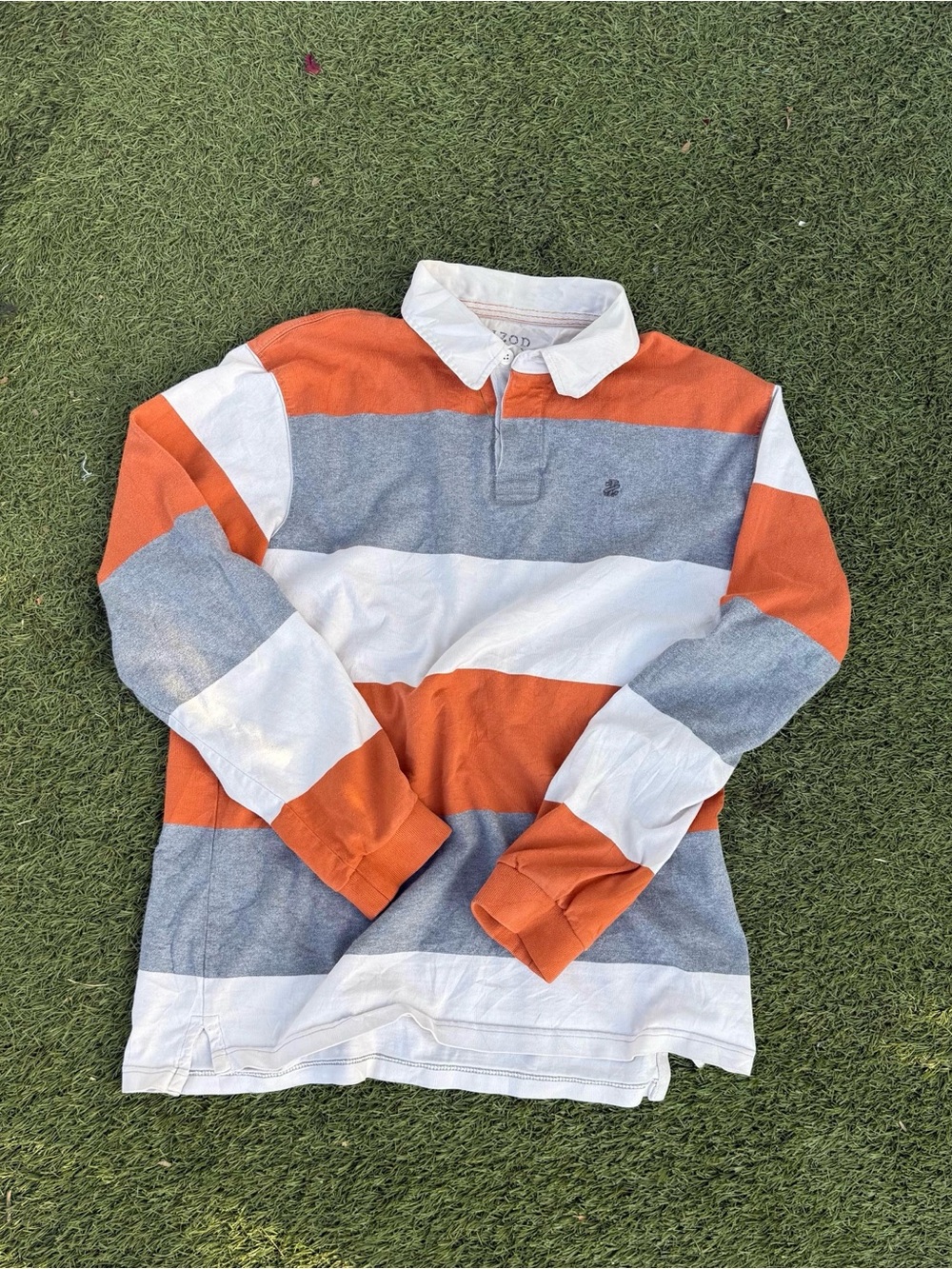 Izod Rugby Polo in Orange, Gray & White